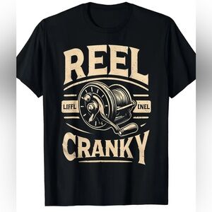 🎣 New! Reel Cranky Black Crewneck Fishing Shirt Tee Size XL